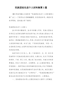 民族团结先进个人材料集聚3篇