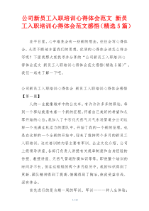 公司新员工入职培训心得体会范文 新员工入职培训心得体会范文感悟（精选5篇）