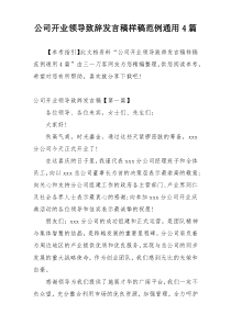 公司开业领导致辞发言稿样稿范例通用4篇