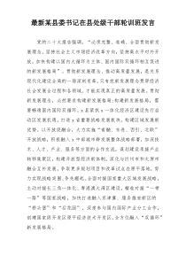 最新某县委书记在县处级干部轮训班发言