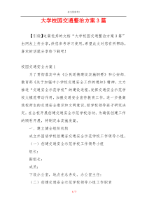 大学校园交通整治方案3篇