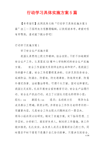 行动学习具体实施方案5篇