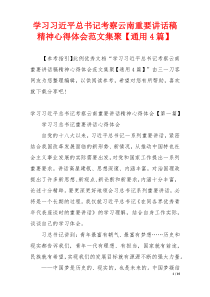 学习习近平总书记考察云南重要讲话稿精神心得体会范文集聚【通用4篇】