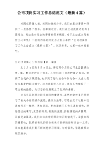 公司顶岗实习工作总结范文（最新4篇）