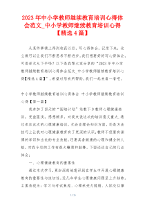 2023年中小学教师继续教育培训心得体会范文_中小学教师继续教育培训心得【精选4篇】