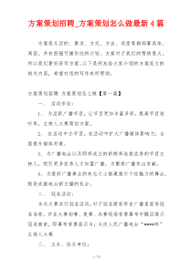 方案策划招聘_方案策划怎么做最新4篇