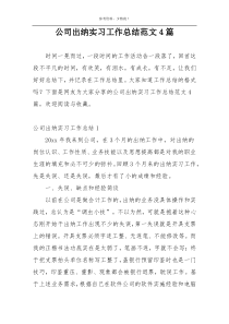 公司出纳实习工作总结范文4篇