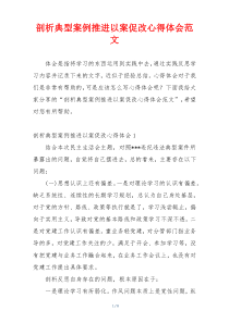 剖析典型案例推进以案促改心得体会范文