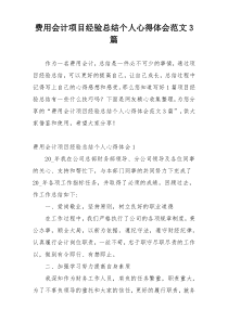 费用会计项目经验总结个人心得体会范文3篇