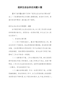 组织生活会存在问题8篇