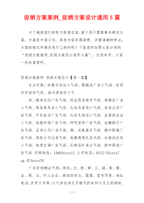 促销方案案例_促销方案设计通用5篇