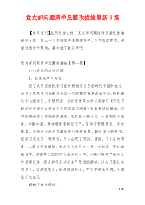 党支部问题清单及整改措施最新5篇