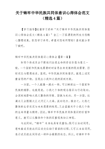 关于铸牢中华民族共同体意识心得体会范文（精选4篇）