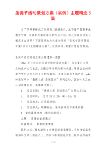 圣诞节活动策划方案（实例）主题精选5篇