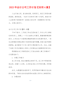 2023年会计公司工作计划【实用4篇】