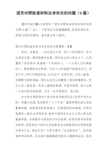 团员对照检查材料自身存在的问题（4篇）