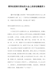 领导在招商引资动员大会上的讲话稿通用3篇