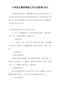 小学语文教师研修工作计划范例2023