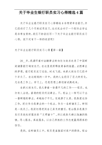 关于毕业生银行职员实习心得精选4篇