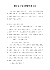 教师个人专业发展工作计划