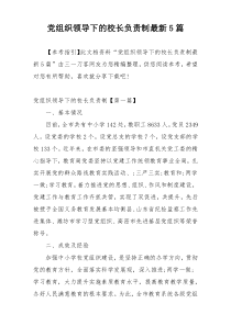 党组织领导下的校长负责制最新5篇