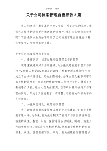 关于公司档案管理自查报告3篇