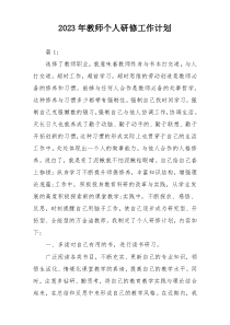 2023年教师个人研修工作计划