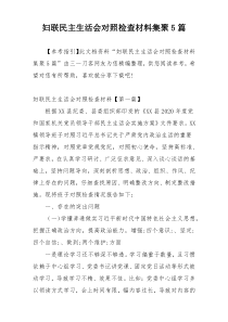 妇联民主生活会对照检查材料集聚5篇