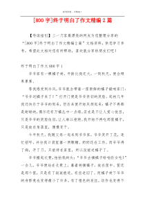 [800字]终于明白了作文精编2篇