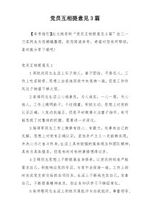 党员互相提意见3篇