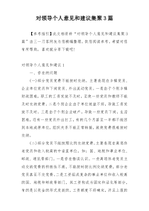 对领导个人意见和建议集聚3篇