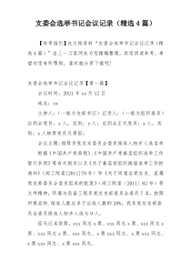 支委会选举书记会议记录（精选4篇）