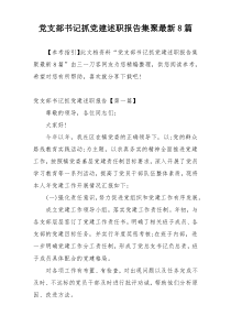 党支部书记抓党建述职报告集聚最新8篇