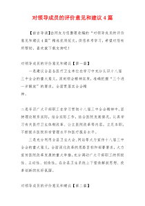 对领导成员的评价意见和建议4篇