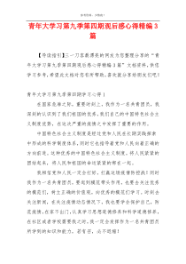 青年大学习第九季第四期观后感心得精编3篇