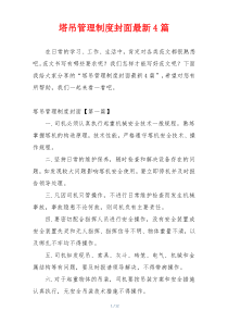 塔吊管理制度封面最新4篇