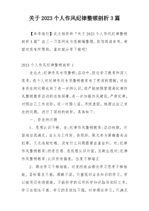 关于2023个人作风纪律整顿剖析3篇