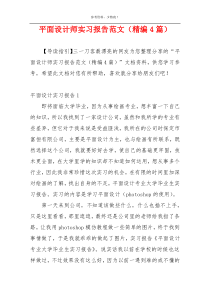 平面设计师实习报告范文（精编4篇）