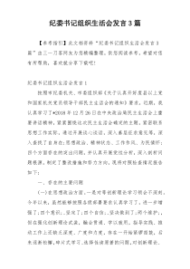 纪委书记组织生活会发言3篇