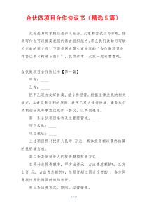 合伙做项目合作协议书（精选5篇）