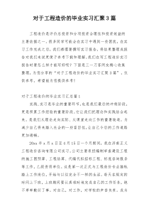 对于工程造价的毕业实习汇聚3篇