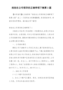 相信在公司领导的正确带领下集聚3篇