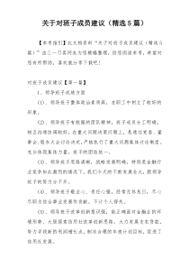 关于对班子成员建议（精选5篇）