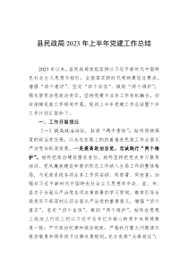 县民政局2023年上半年党建工作总结