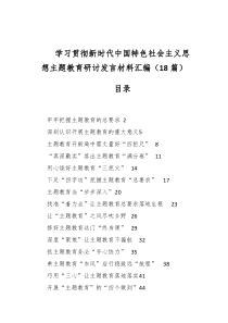 学习贯彻新时代中国特色社会主义思想主题教育研讨发言材料汇编（18篇）