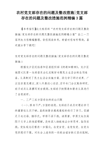 农村党支部存在的问题及整改措施-党支部存在的问题及整改措施范例精编3篇