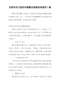 发挥作用方面的问题整改措施范例通用3篇