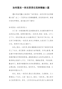 如何落实一岗双责责任范例精编3篇