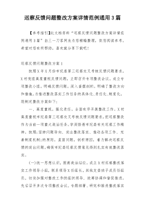 巡察反馈问题整改方案详情范例通用3篇