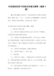 对党委政府班子的意见和建议集聚（最新4篇）